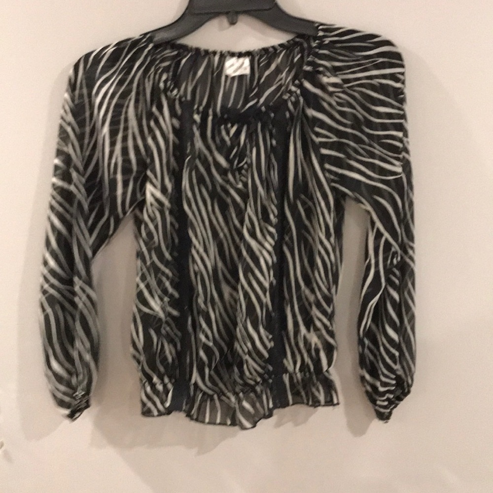 Black and white striped blouse